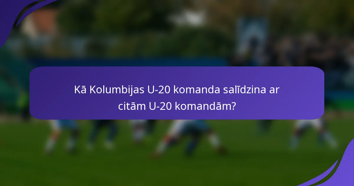 Kā Kolumbijas U-20 komanda salīdzina ar citām U-20 komandām?
