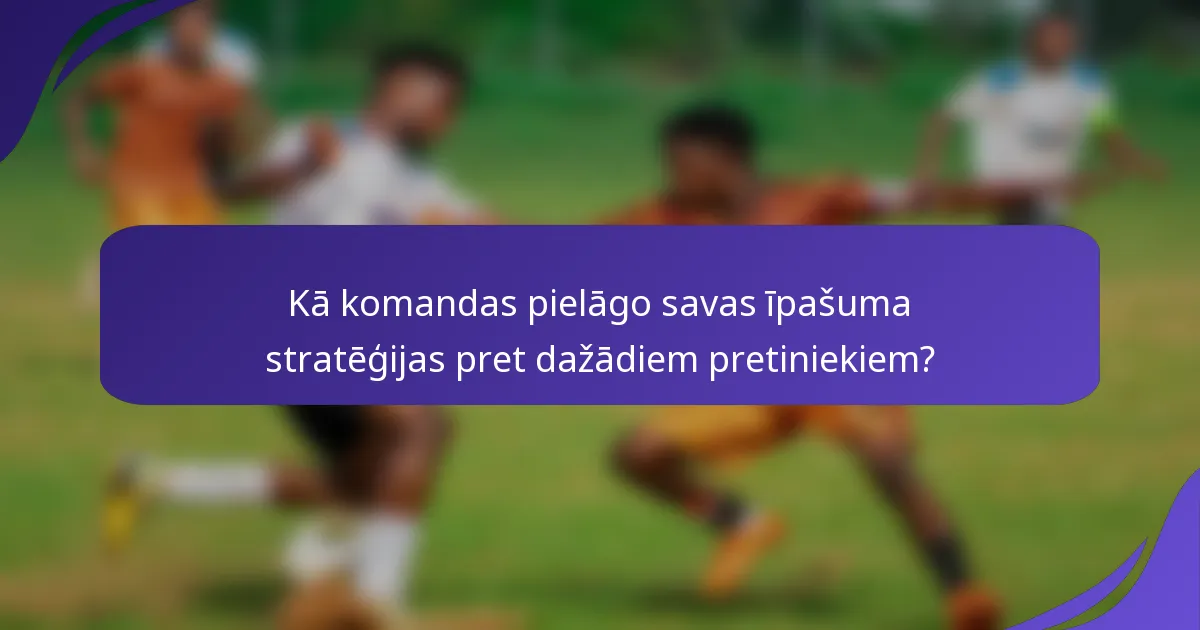 Kā komandas pielāgo savas īpašuma stratēģijas pret dažādiem pretiniekiem?