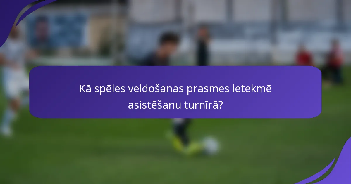 Kā spēles veidošanas prasmes ietekmē asistēšanu turnīrā?