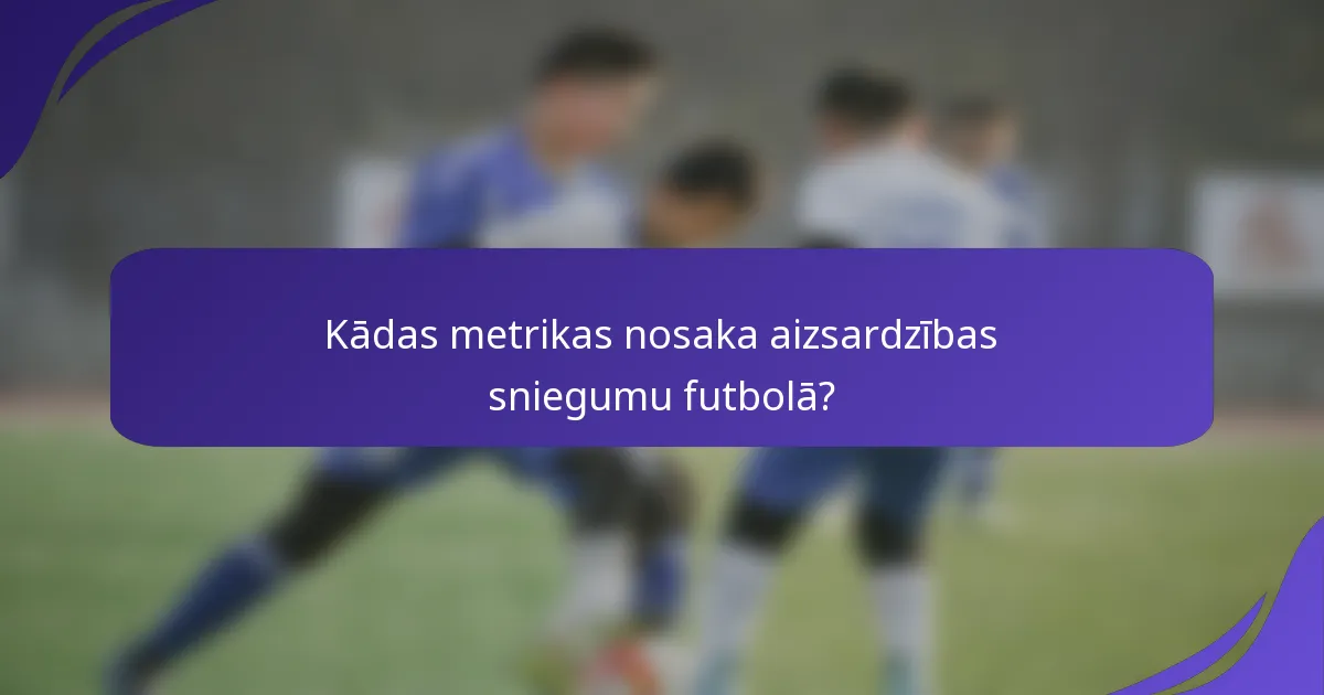 Kādas metrikas nosaka aizsardzības sniegumu futbolā?