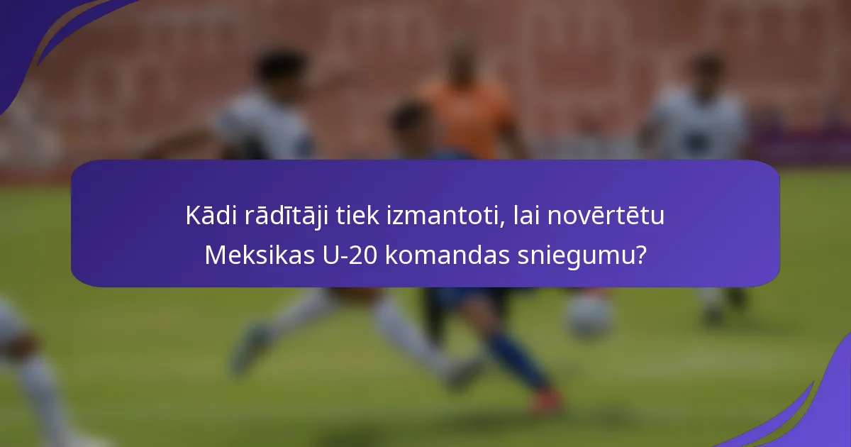Kādi rādītāji tiek izmantoti, lai novērtētu Meksikas U-20 komandas sniegumu?
