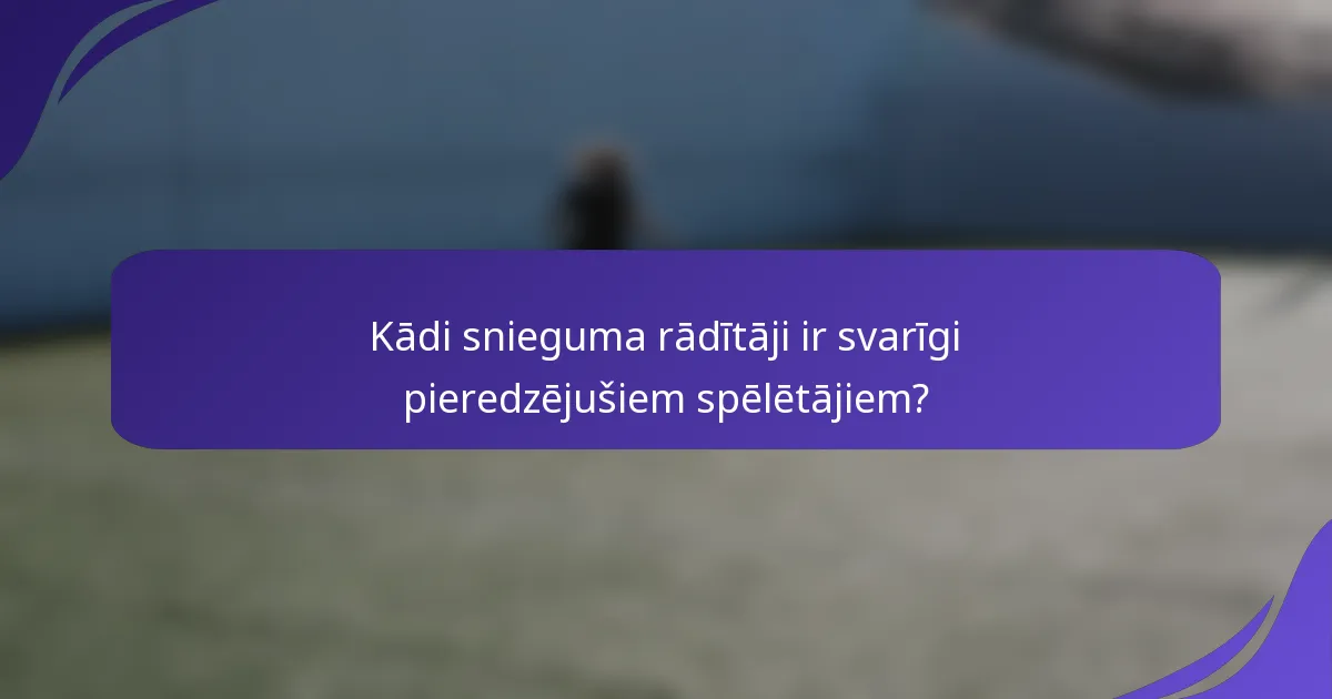 Kādi snieguma rādītāji ir svarīgi pieredzējušiem spēlētājiem?