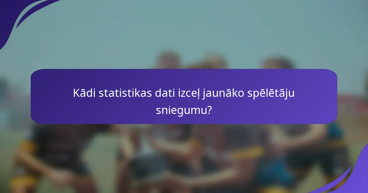 Kādi statistikas dati izceļ jaunāko spēlētāju sniegumu?