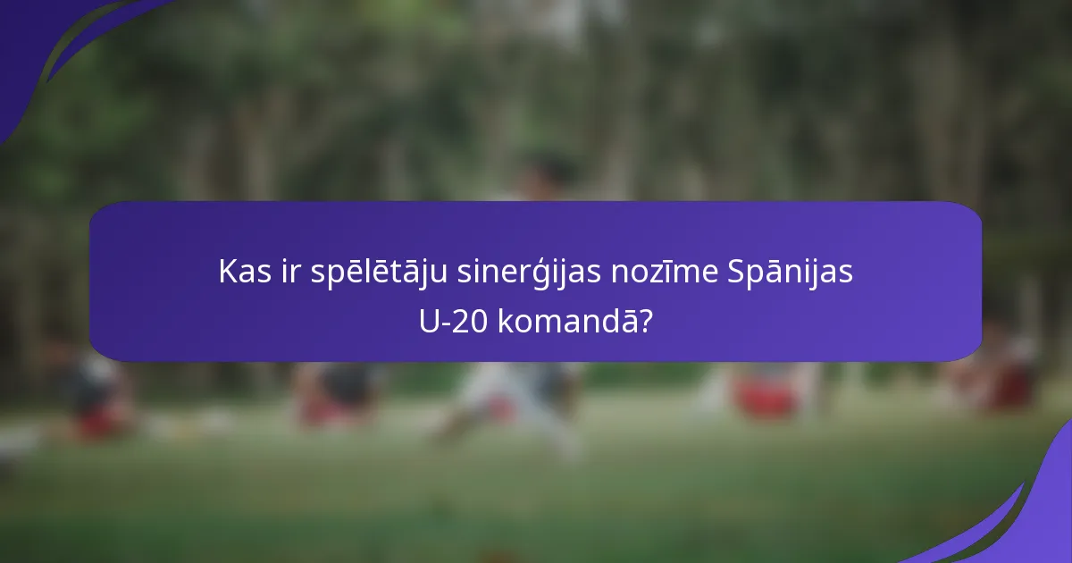 Kas ir spēlētāju sinerģijas nozīme Spānijas U-20 komandā?