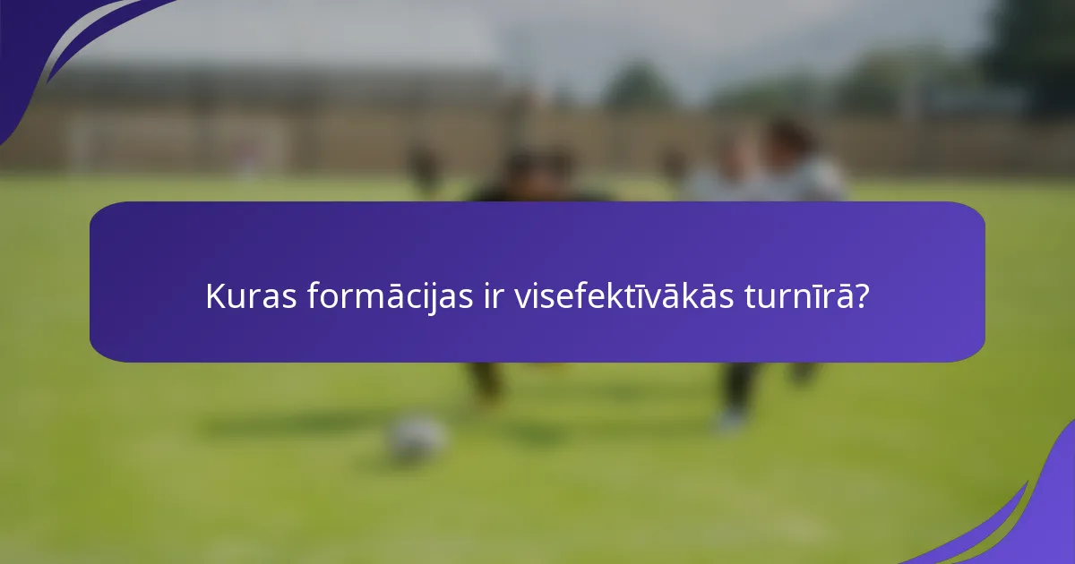 Kuras formācijas ir visefektīvākās turnīrā?