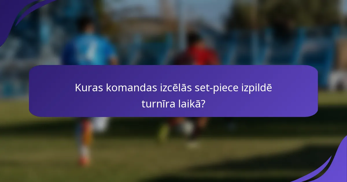 Kuras komandas izcēlās set-piece izpildē turnīra laikā?